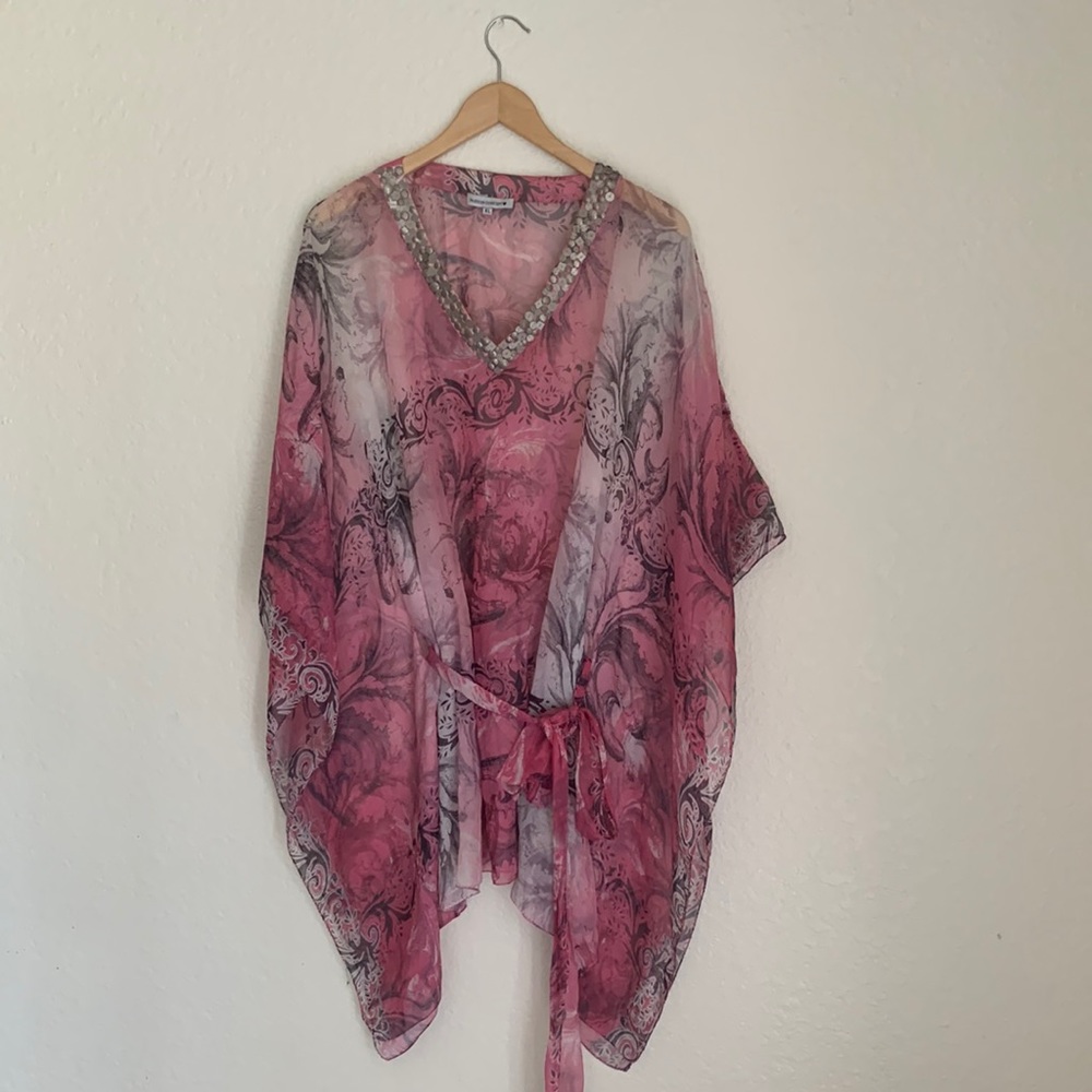 White pink and black sheet blouse, size XL